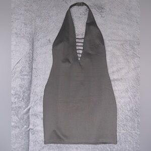 Tobi Olive Green Backless Halter Dress